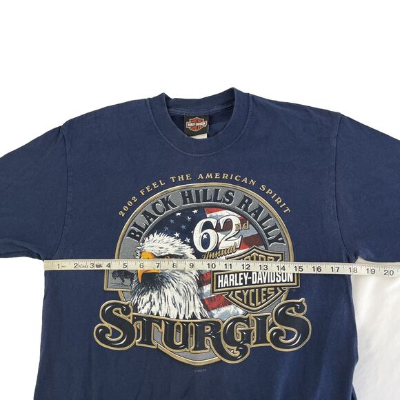 Vintage Y2K 2002 Sturgis Harley-Davidson Eagle T-Shirt Size Medium Blue - Picture 5 of 7